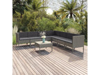 8-piece garden furniture set with cushions, Grey woven resin EHZT10559