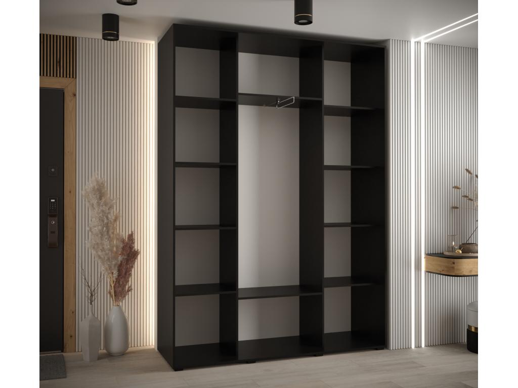 Meublori 7 Sliding Door Wardrobe 235.2/170/45 3 Doors Black/White/Silver