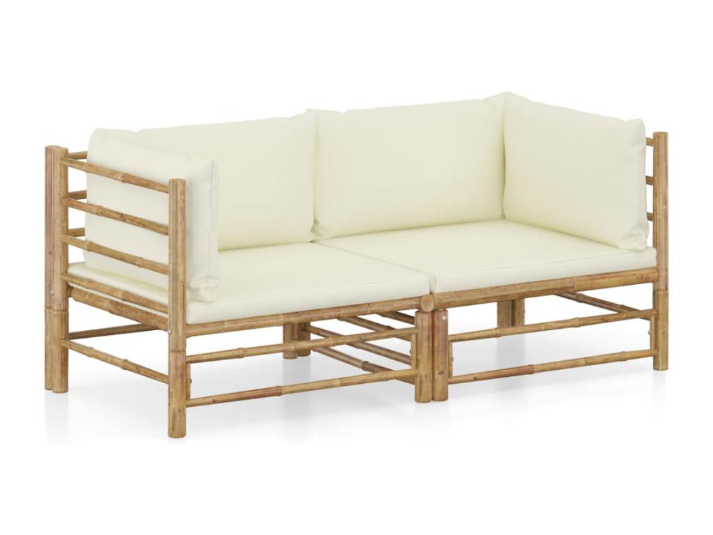 2-piece garden furniture set with cream-white cushions by Meublori