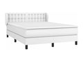 Upholstered bed base with mattress, white, 140x190cm, faux leather