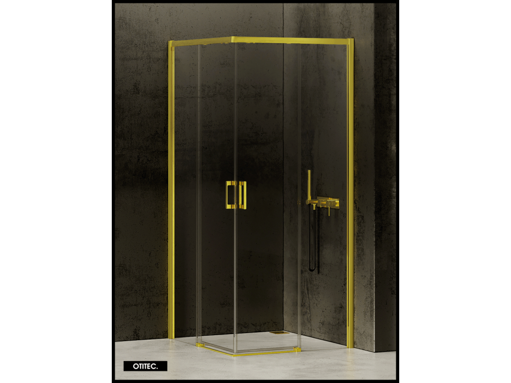 Sliding Shower Door with Side Panel - 70x100x200 - LIGHT GOLD - PREMIUM