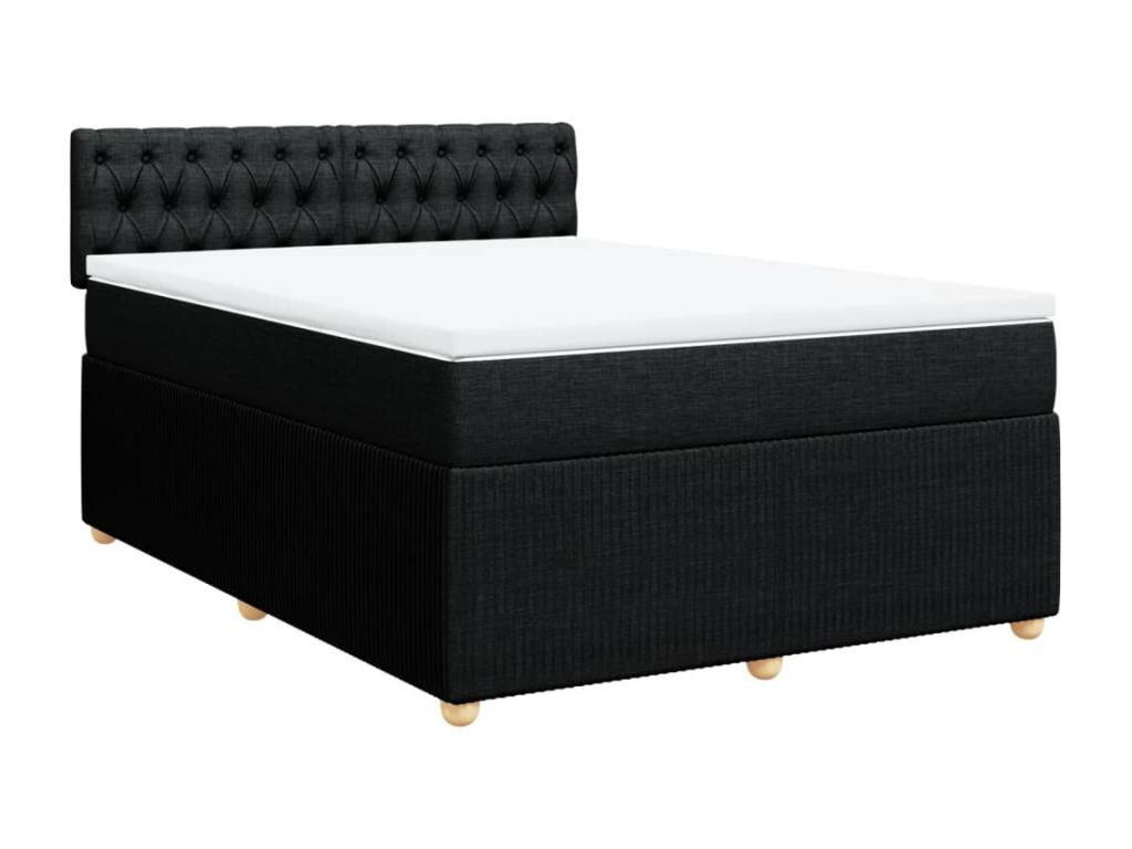 Meublori bed base with black mattress, 140x190 cm, fabric