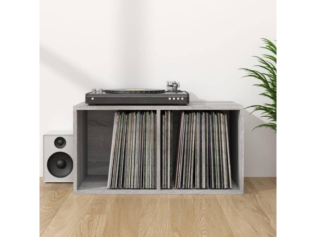 Meublori grey vinyl record storage box 71x34x36 cm