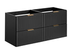 Wall-mounted vanity unit with grooved finish - Black - W120 cm - Meublori