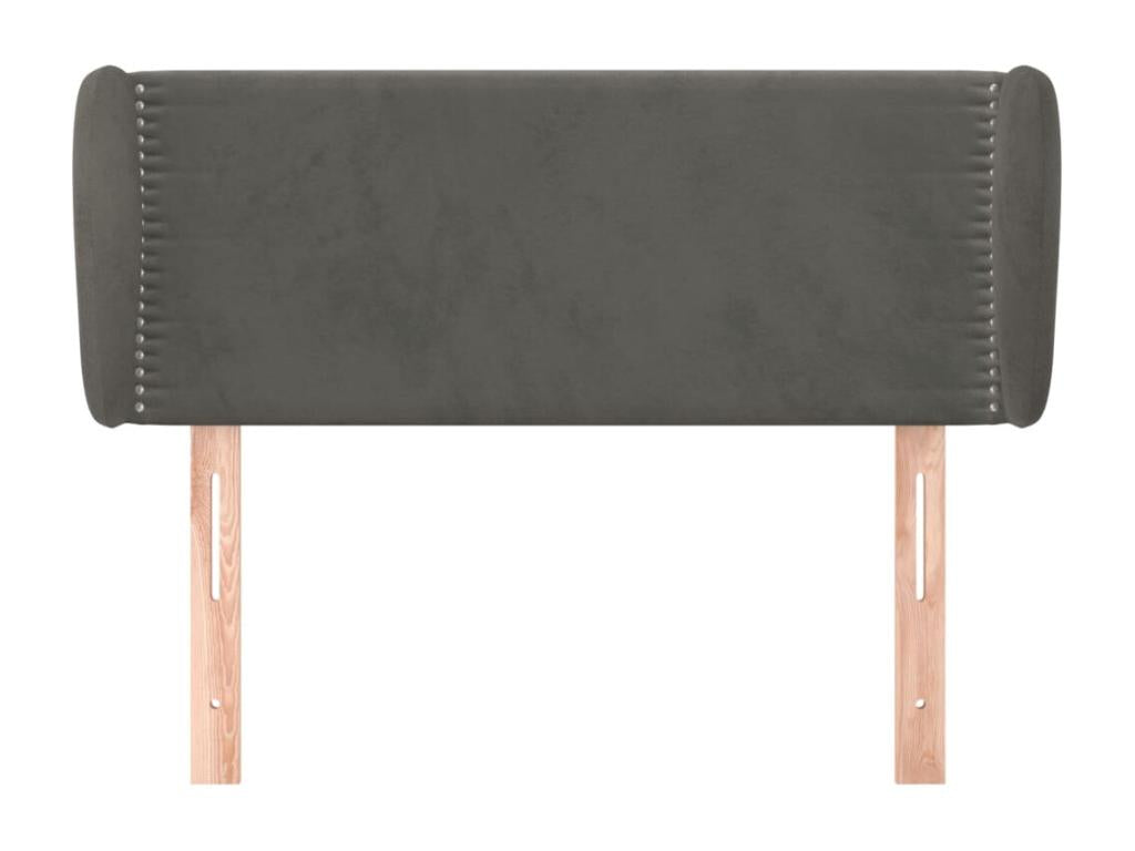 Headboard with wings, Dark Grey, 103x23x78/88 cm, Velvet
