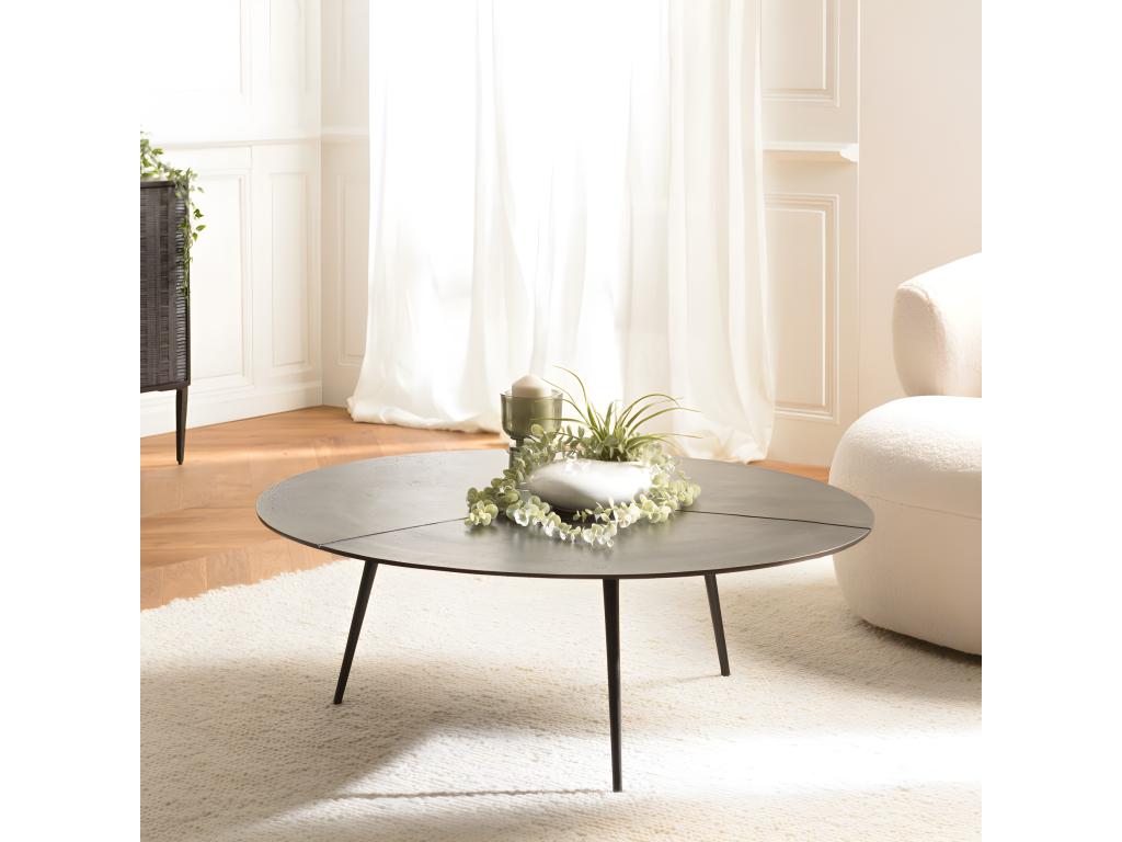 Meublori - Round coffee table 100x100cm in matte black aluminum
