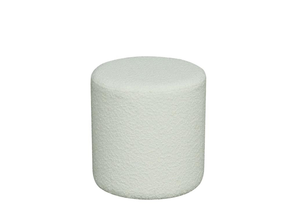 Meublori - Round pouf in bouclé fabric 34cm - White