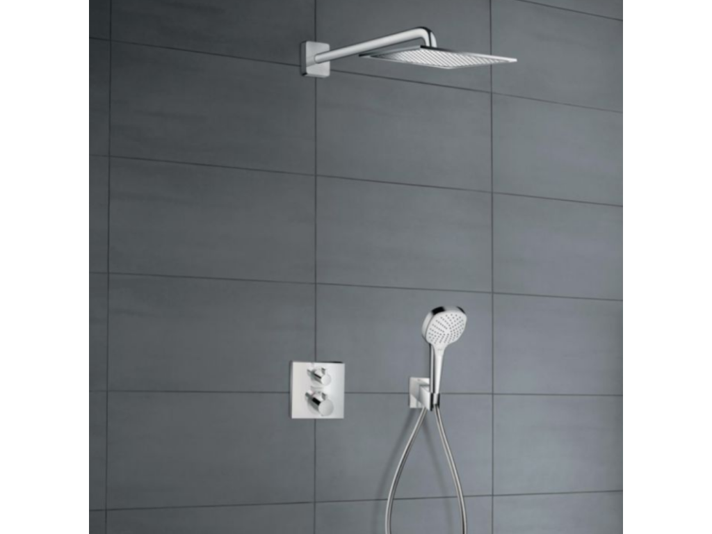 Meublori Ecostat Square chrome thermostatic recessed shower pack with Briochin cleaner