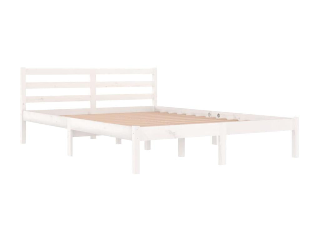 Solid pine wood bed 140x200 White