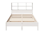 White bookcase bed without mattress, 160x200 cm, solid pine wood, UBAN78179