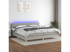 Upholstered bed base with mattress and LED light, light grey, 200x200 cm, fabric