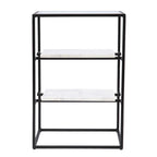 SEI Furniture Piesby Glass-Top End Table with Marble Shelving, Black/White