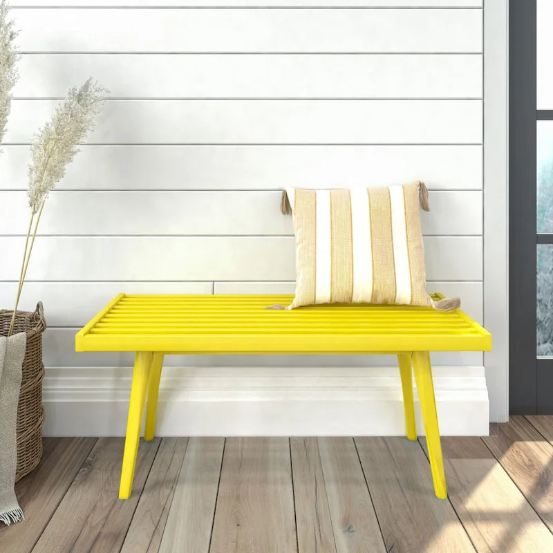 Plank and Beam Mid Century Single Wood Entryway Bench - 41.3 L x 16.5 W x 17.5 H
