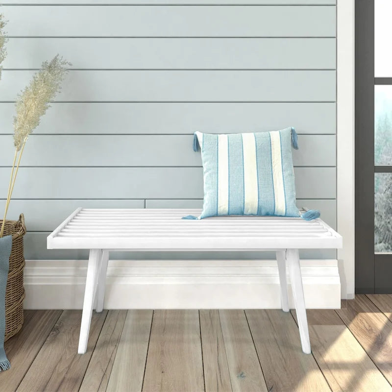 Plank and Beam Mid Century Single Wood Entryway Bench - 41.3 L x 16.5 W x 17.5 H