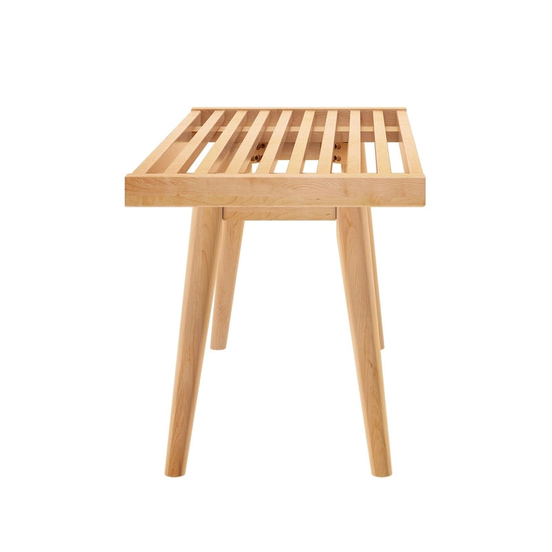 Plank and Beam Mid Century Single Wood Entryway Bench - 41.3 L x 16.5 W x 17.5 H