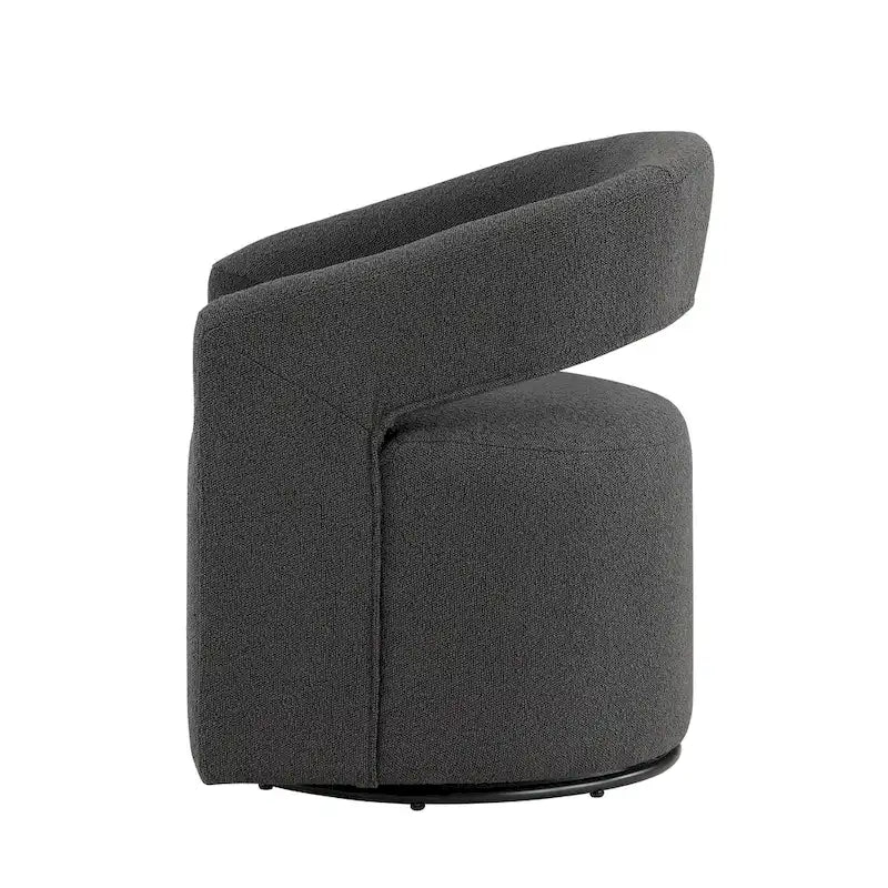 Celeste Modern Boucle Round Barrel Chair Open Back and Curved Arm, Swivel Armchair by Furniture of America