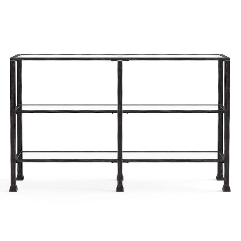 SEI Furniture Esther 3-tier Black Metal and Glass Console Table