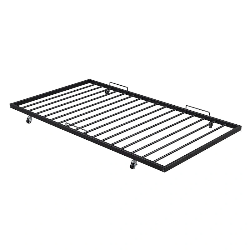 Twin Size Metal Daybed with Curved Handle Design and Twin Size Trundle