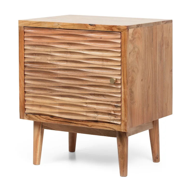 Eakins Handcrafted Boho Acacia Wood Nightstand by Christopher Knight Home
