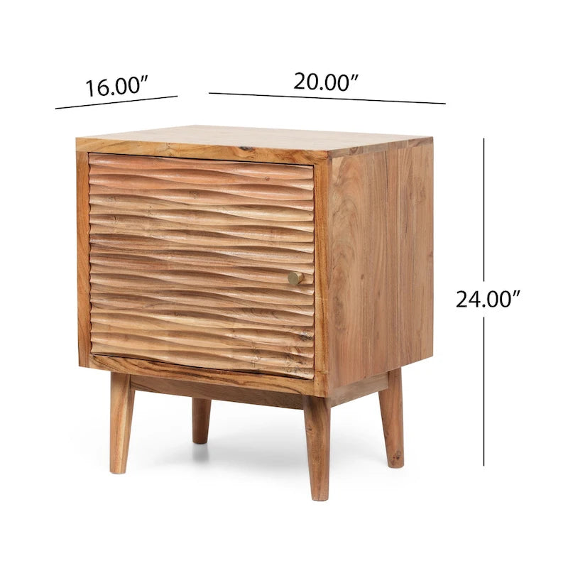 Eakins Handcrafted Boho Acacia Wood Nightstand by Christopher Knight Home