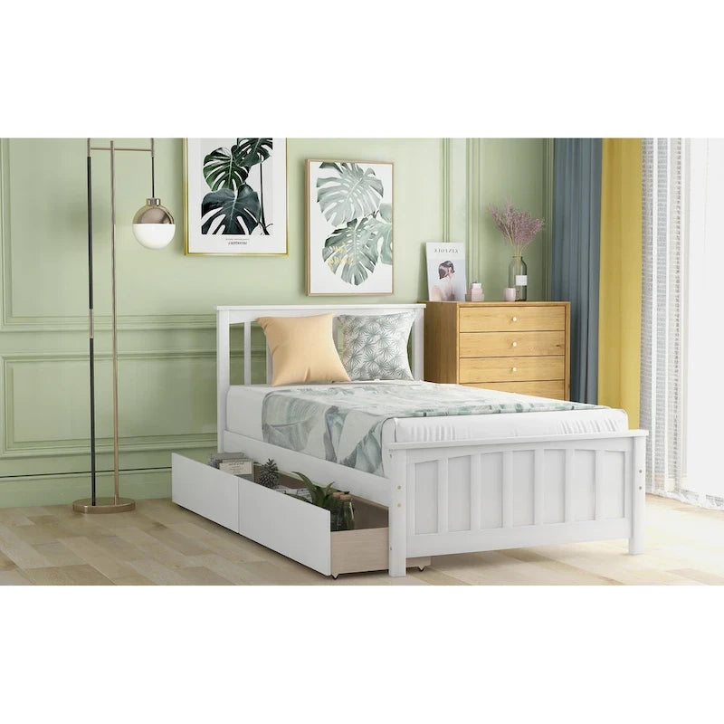 Twin size Platform Bed with Two Drawers