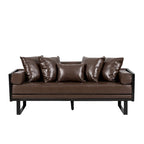 Gilmans Faux Leather Upholstered Oversized Loveseat with Accent Pillows by Christopher Knight Home