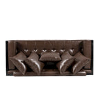 Gilmans Faux Leather Upholstered Oversized Loveseat with Accent Pillows by Christopher Knight Home
