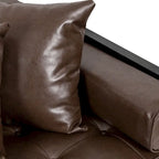 Gilmans Faux Leather Upholstered Oversized Loveseat with Accent Pillows by Christopher Knight Home