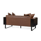 Gilmans Faux Leather Upholstered Oversized Loveseat with Accent Pillows by Christopher Knight Home