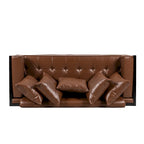 Gilmans Faux Leather Upholstered Oversized Loveseat with Accent Pillows by Christopher Knight Home