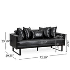 Gilmans Faux Leather Upholstered Oversized Loveseat with Accent Pillows by Christopher Knight Home