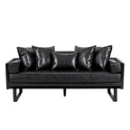 Gilmans Faux Leather Upholstered Oversized Loveseat with Accent Pillows by Christopher Knight Home