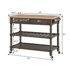 Convenience Concepts French Country 3 Tier Butcher Block Kitchen Cart with Drawers