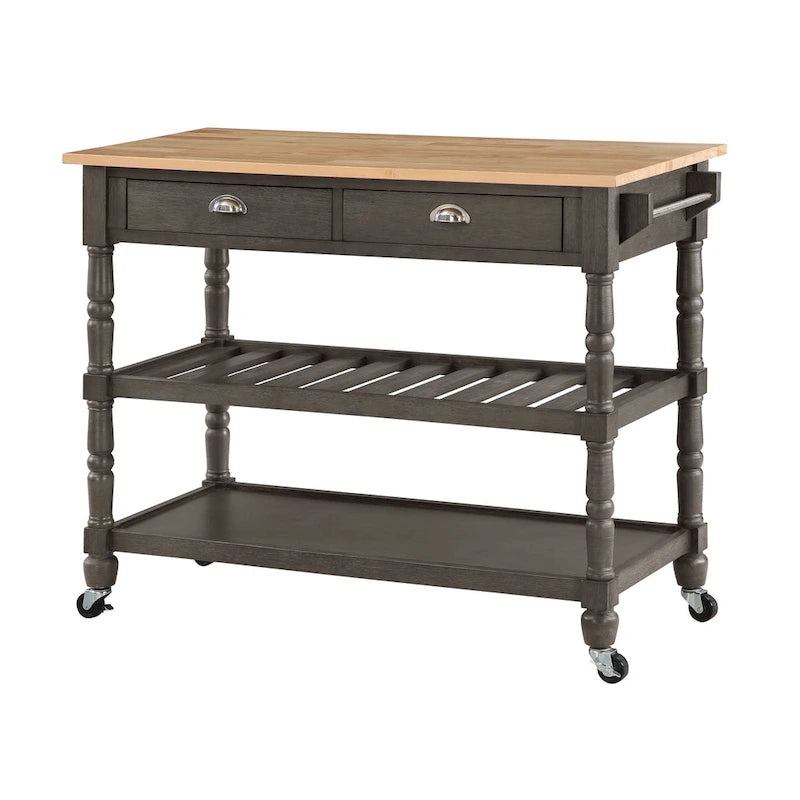 Convenience Concepts French Country 3 Tier Butcher Block Kitchen Cart with Drawers