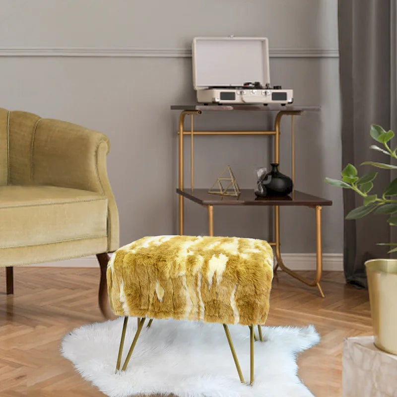 Home Soft Things Soft Fauxfur Ottoman Fuzzy Entryway Bench Seat