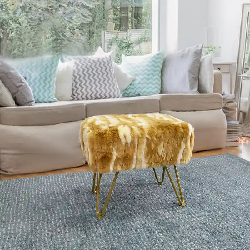 Home Soft Things Soft Fauxfur Ottoman Fuzzy Entryway Bench Seat