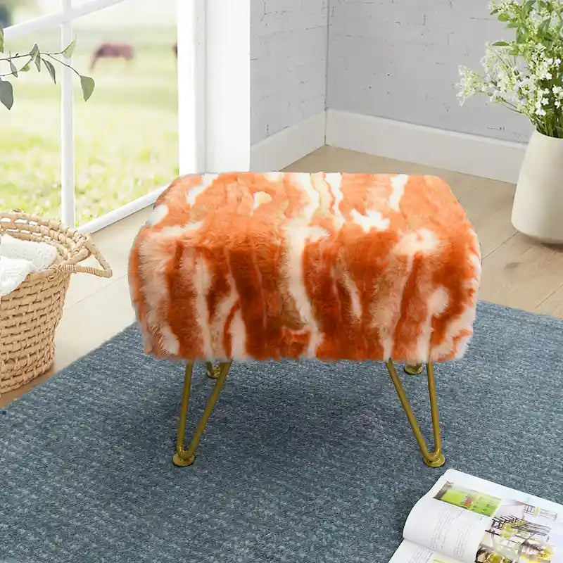 Home Soft Things Soft Fauxfur Ottoman Fuzzy Entryway Bench Seat