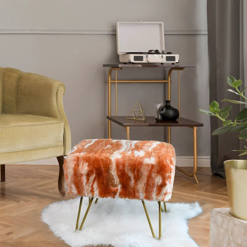 Home Soft Things Soft Fauxfur Ottoman Fuzzy Entryway Bench Seat