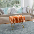 Home Soft Things Soft Fauxfur Ottoman Fuzzy Entryway Bench Seat