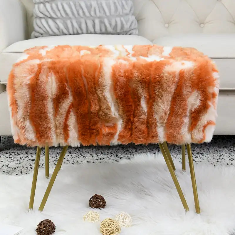 Home Soft Things Soft Fauxfur Ottoman Fuzzy Entryway Bench Seat