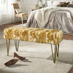 Home Soft Things Soft Fauxfur Ottoman Fuzzy Entryway Bench Seat