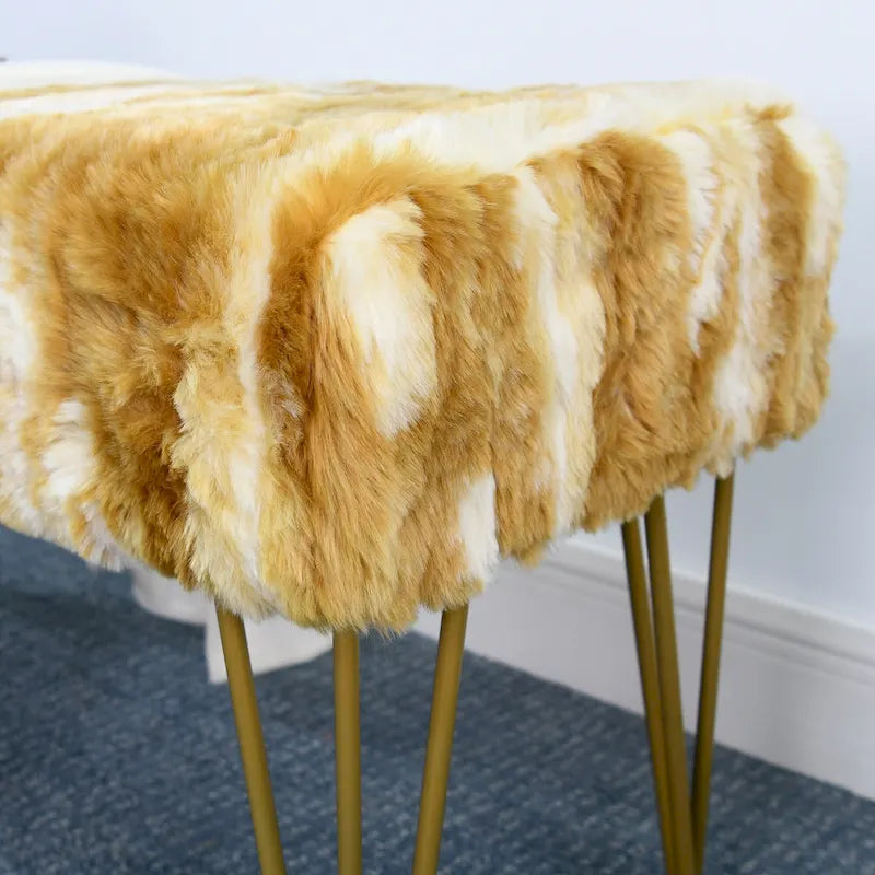Home Soft Things Soft Fauxfur Ottoman Fuzzy Entryway Bench Seat