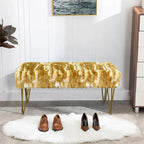 Home Soft Things Soft Fauxfur Ottoman Fuzzy Entryway Bench Seat