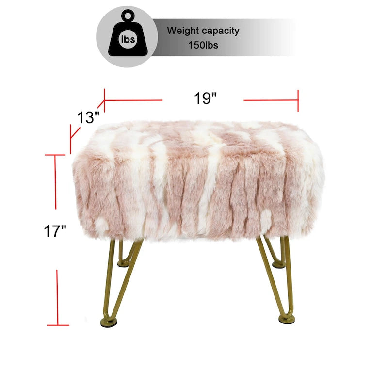 Home Soft Things Soft Fauxfur Ottoman Fuzzy Entryway Bench Seat