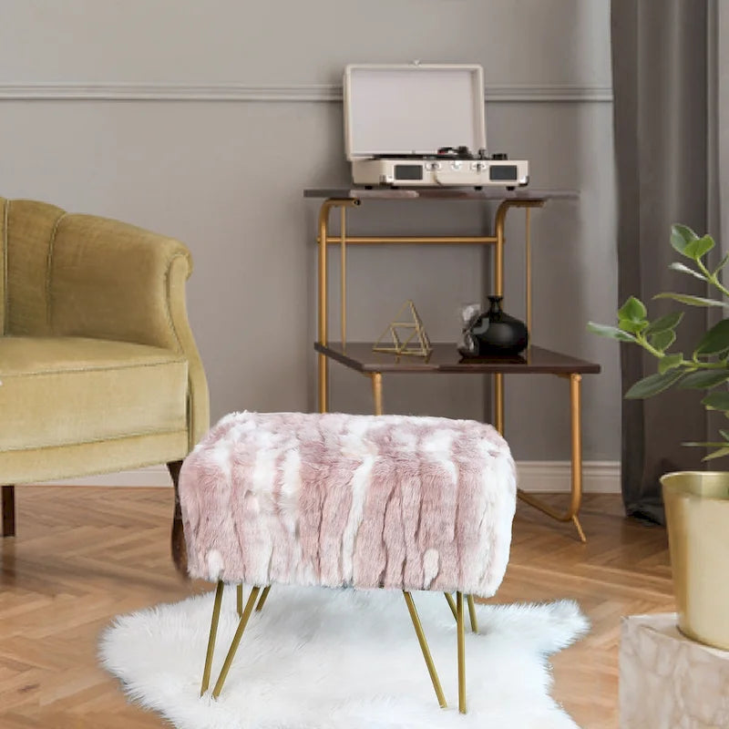 Home Soft Things Soft Fauxfur Ottoman Fuzzy Entryway Bench Seat