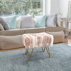 Home Soft Things Soft Fauxfur Ottoman Fuzzy Entryway Bench Seat