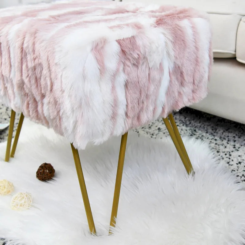 Home Soft Things Soft Fauxfur Ottoman Fuzzy Entryway Bench Seat