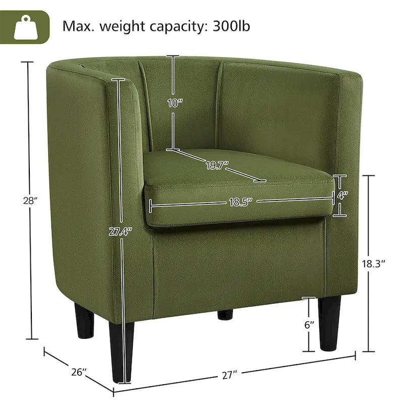 Yaheetech Modern Barrel-shaped Chair Upholstered Velvet Club Chair