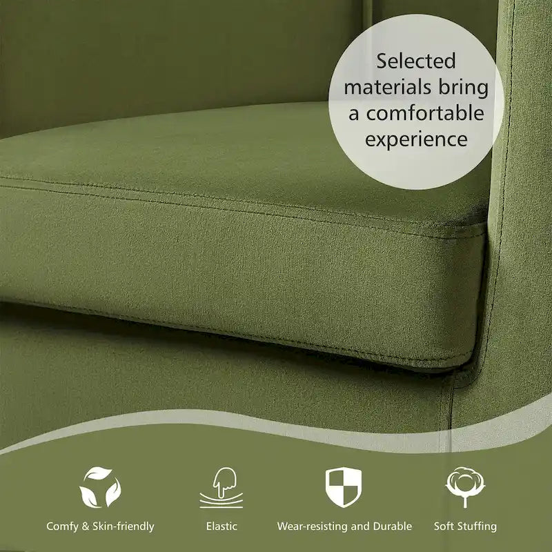 Yaheetech Modern Barrel-shaped Chair Upholstered Velvet Club Chair