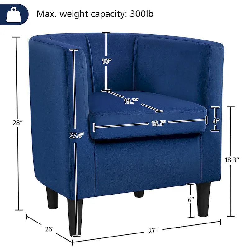 Yaheetech Modern Barrel-shaped Chair Upholstered Velvet Club Chair